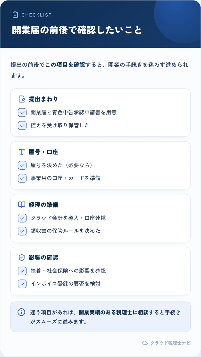 開業届の前後で確認したいチェックリスト