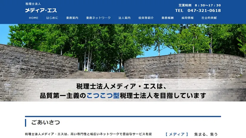 税理士法人メディア・エスの公式サイト（ファーストビュー）