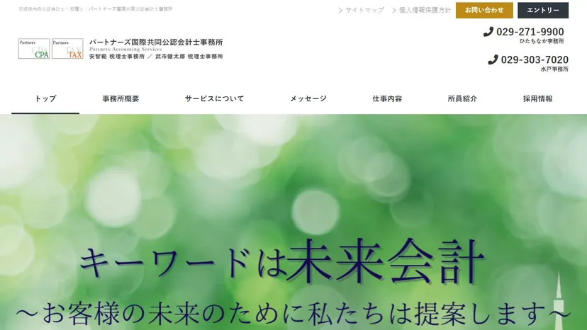 パートナーズ国際共同公認会計士事務所の公式サイト（ファーストビュー）