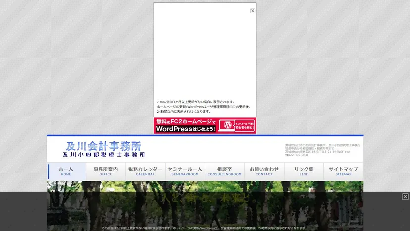 及川会計事務所の公式サイト（ファーストビュー）
